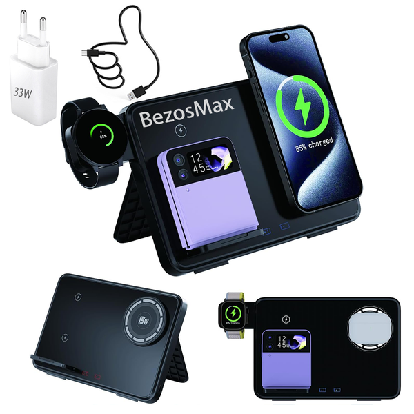 BezosMax 4-in-1 Wireless Charging Station with night Compatible With iPhone