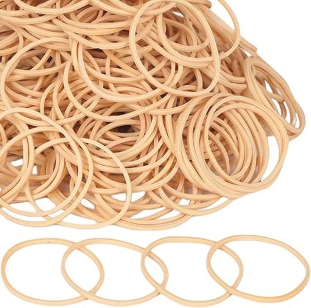 Size 14 Rubber Bands (100g Pack) - Beige Elastic Bands (Approx. 2" x 1/16")