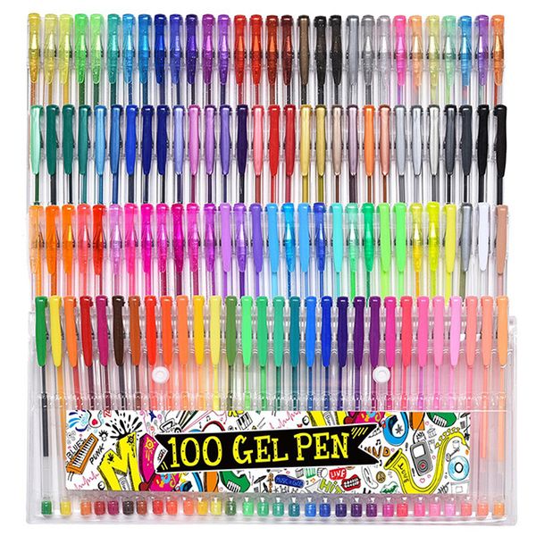 Gel Pen Set 100 Colors Neon Pens 0.8mm Fine Tip Markers for Drawing