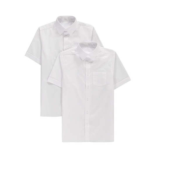 White Cotton Blend Short Sleeve School Shirt(2Pack)