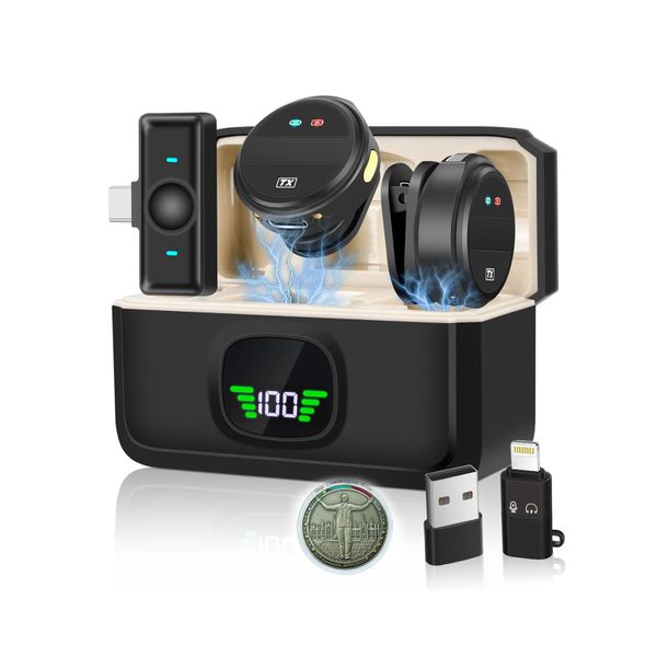 Wireless Lavalier Microphone, Mini Microphone for iPhone/Android