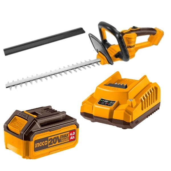 Ingco - Cordless Hedge Trimmer with 4.0Ah Battery and Charger