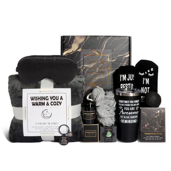 Black Relaxing Spa Gifts for Him - Birthday Gifts for Men 12 Pieces