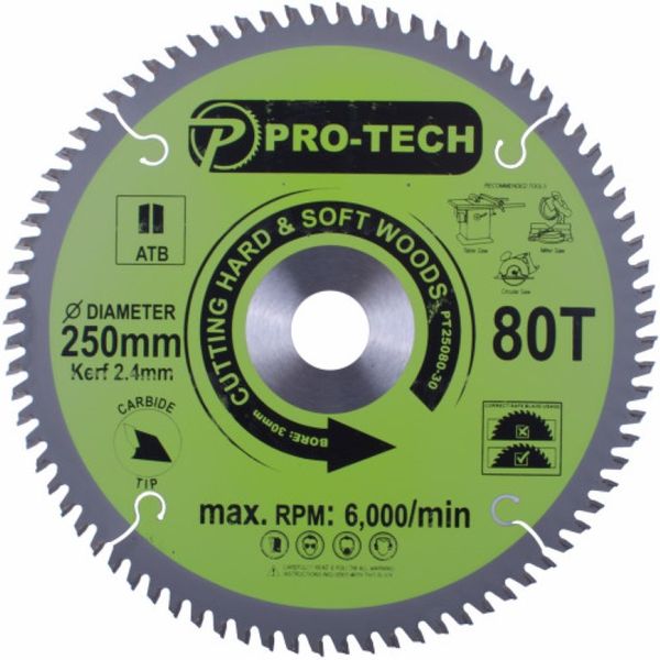 Pro-Tech 80 Tooth 250mm Saw Blade