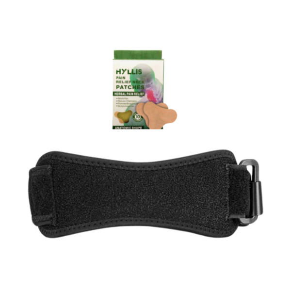 Patella Tendon Knee Support Strap with Herbal Pain Relief Patches - 2 Pack