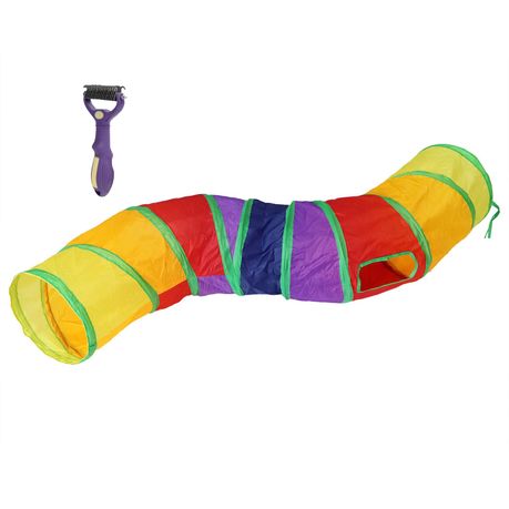 Multicolor Cat Tunnel S-2-Way Cat Tunnel for Indoor Cats With Pet Comb Image