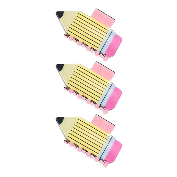 3 Pcs Pencil Hair Claw Clips Funny Teacher Hair Clips Barrettes Back