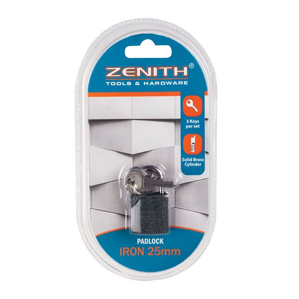 Padlock - Home Security - Iron - Extra Keys - Silver - 25mm - 5 Pack