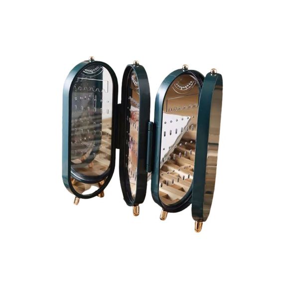 4 Doors Foldable Jewelry Storage Box-Green