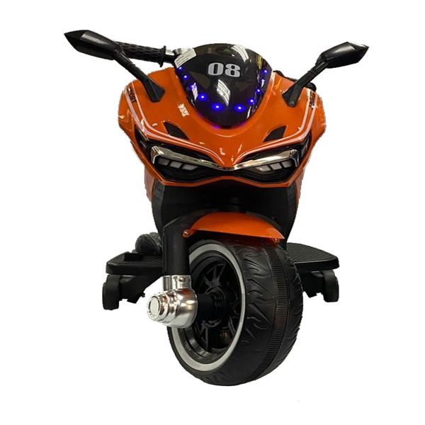3 Wheeler Kids Electric Ride On Battery Powered Motorbike - White/Orange