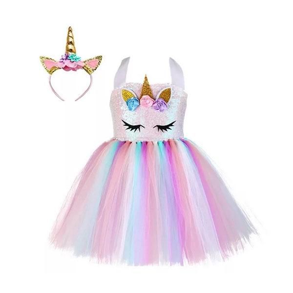 Sequin Unicorn Dress with Headband