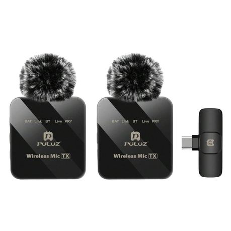 PULUZ - Wireless Dual Microphone With High-Sensitivity Condenser - Black Image