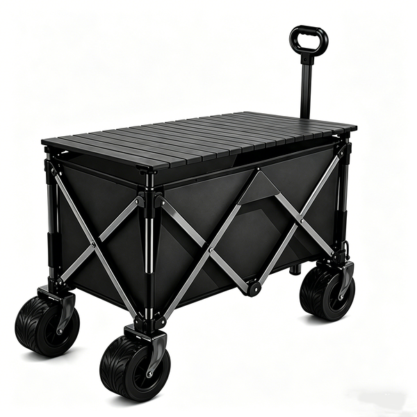 Wagon Cart Outdoor Camping Trolley Folding Beach Cart With Liftable Table