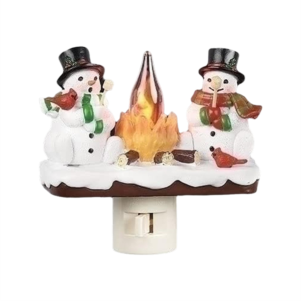 Snowmans &amp; Campfire Night Light Indoor Flickering Nightlight Decoration 3D