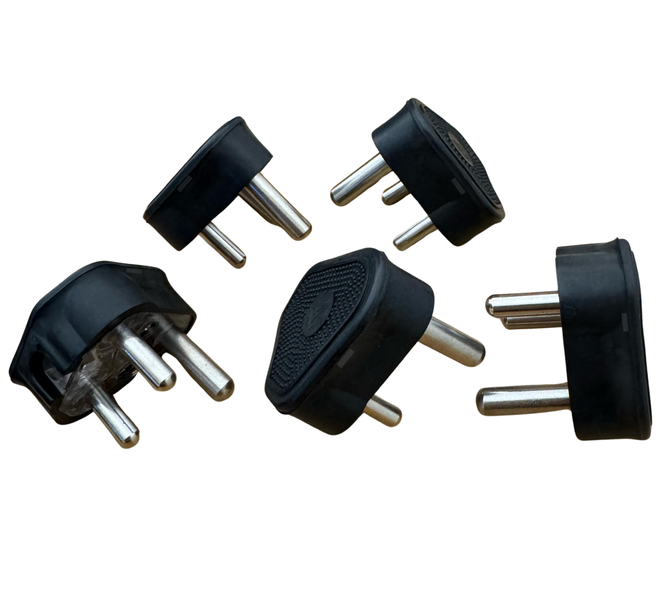 SiRCONY 3 Pin Black Rubber Plugtop - solid pins (5 Pack)