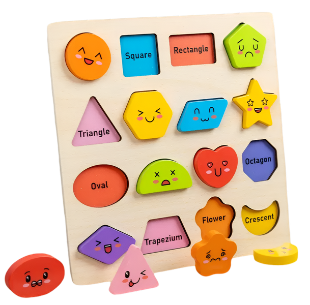 Wooden Expressions and Shapes Matching Puzzle - Educational Learning Toy