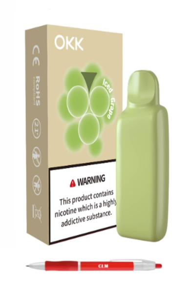 OKK Iced grape flavour 5000 puff pod with CLM pen