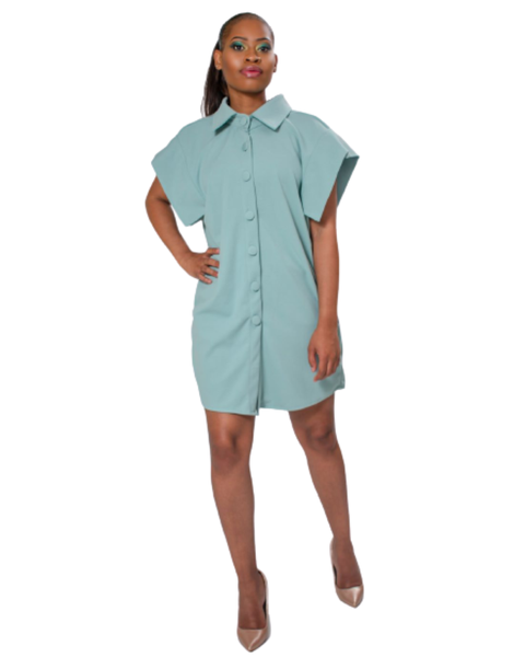 Selphies Swag Ear-Flaps Shirt Dress Baby Blue