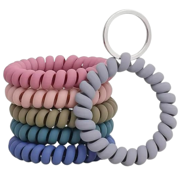 Modern Spiral Stretchable Wristband Keychain Key Holder for Adults
