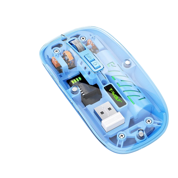 T-Wolf X11 Bluetooth + 2.4G Transparent Wireless Mouse - Orange