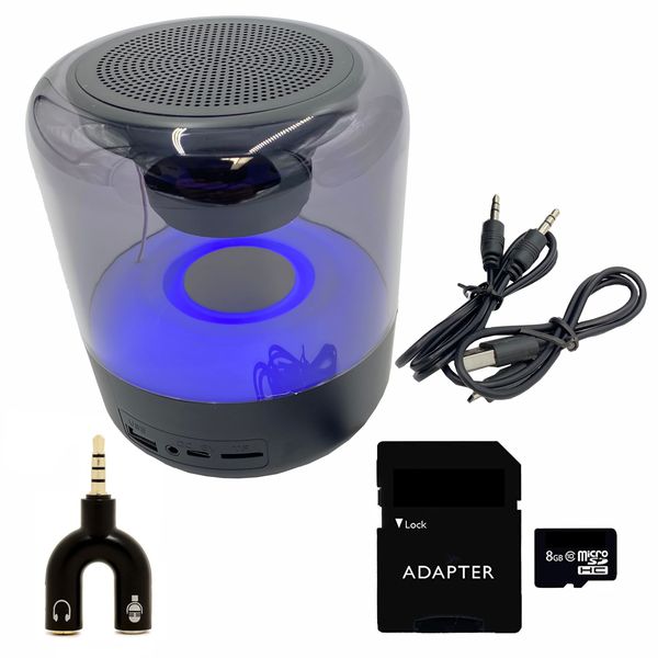 Wireless Speaker RGB Stereo Sound Box With 8GB SD Card &amp; U Type AUX Adapter