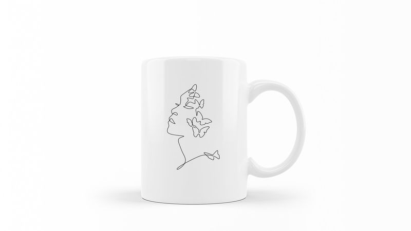 Designer Line Art Coffee Mug - Beauty Butterfly