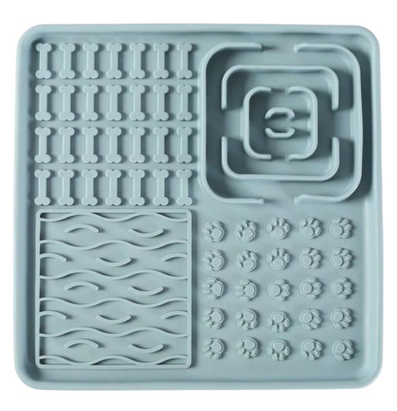 Grey Slow Feeding Pet Mat with Suction Cup
