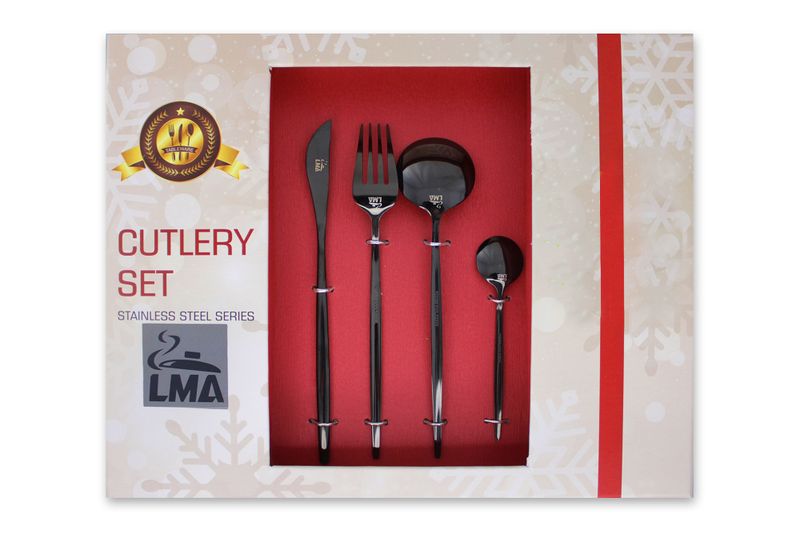 LMA Branded 24 Piece Stainless Steel Flatware Set in Novelty Box