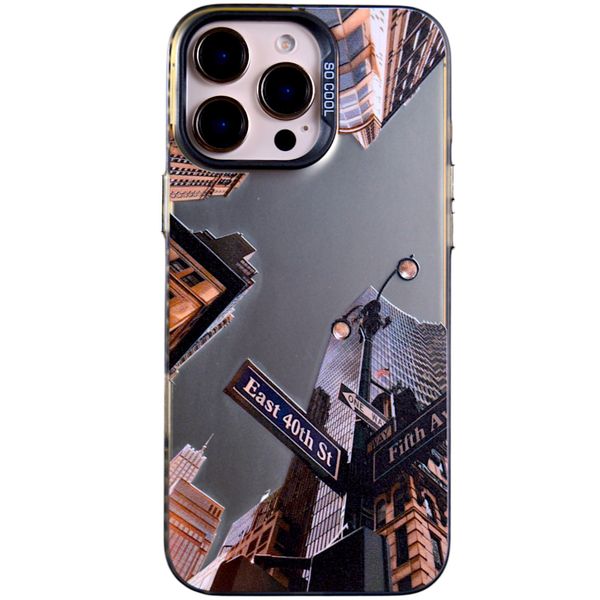 Phone Case with Cityscape Design - Iphone 16 Pro - Silver Chrome