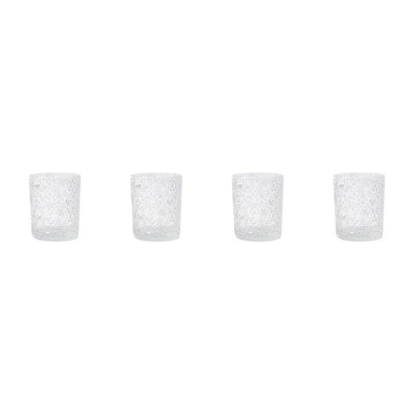 4 Pack - Glass Snail Print Candle Holder - Transparent