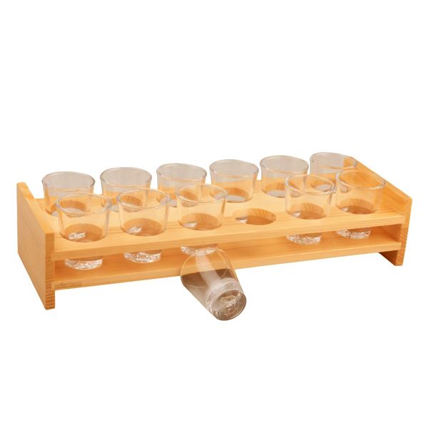 12 Pieces 50ml Lion's style Shot Glasses with Bamboo Base