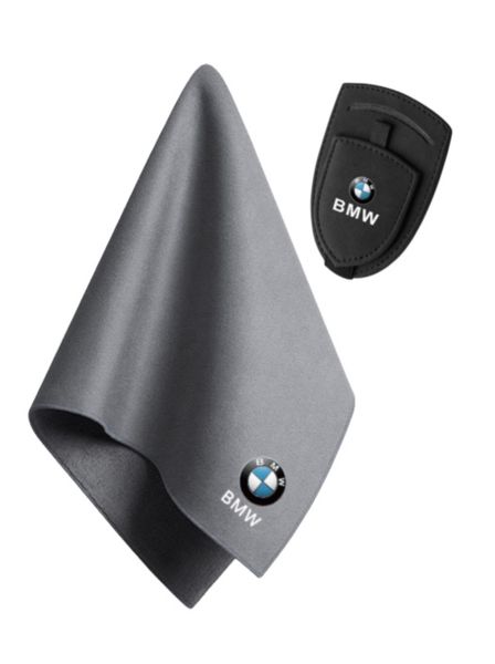 BMW Sunglass/Card Clip for Car Visor + Microfibre Duster Interior Set