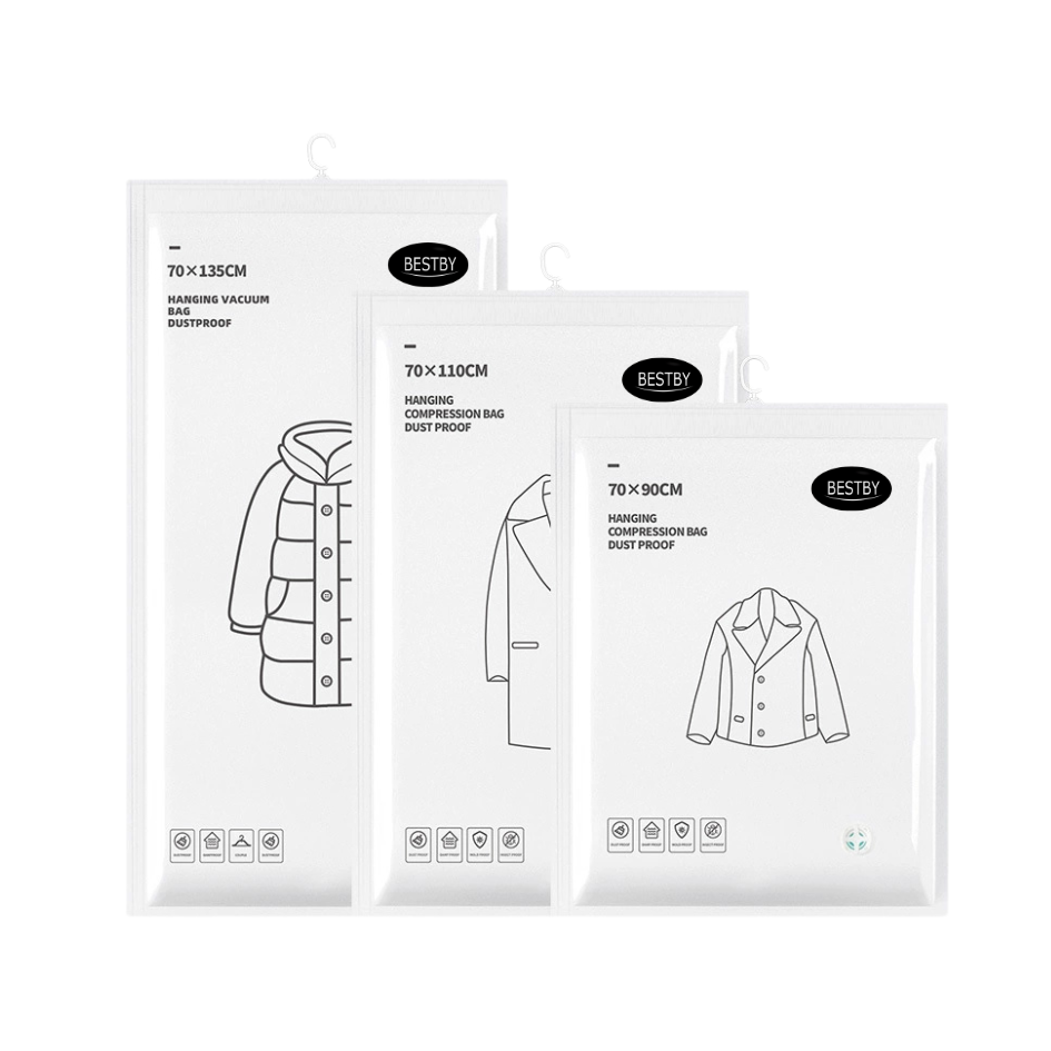 Bestby - 3 Pack Compression Bags with Multi-hole Hanger for Winter Clothes