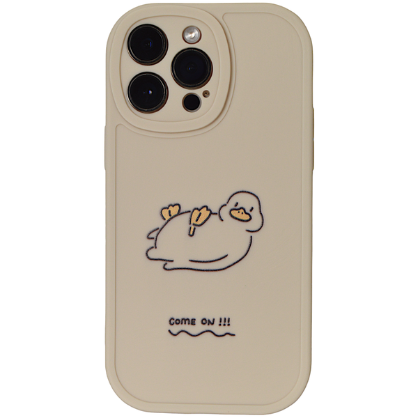 Beige - Phone Case with Come on Duck Comment - Iphone 14 Pro Max