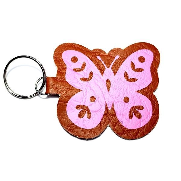Butterfly Faux Leather Keyring
