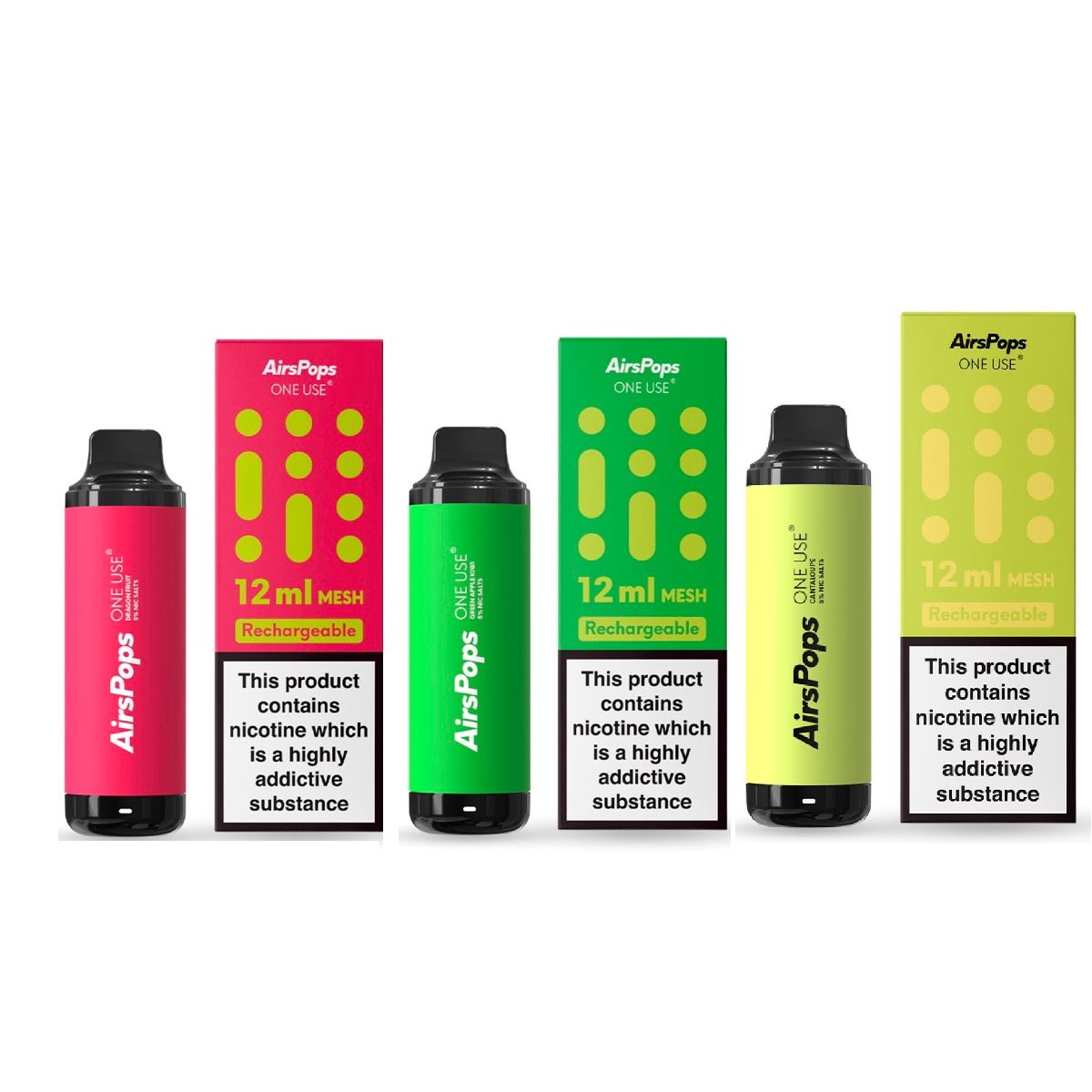 3 Pack AirsPops 12ml Mesh Disposable Dragon Fruit/Mixed Flavours