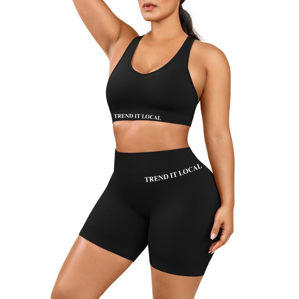 Eco-friendly V-Neck Seamless Sports Bra and Shorts Set