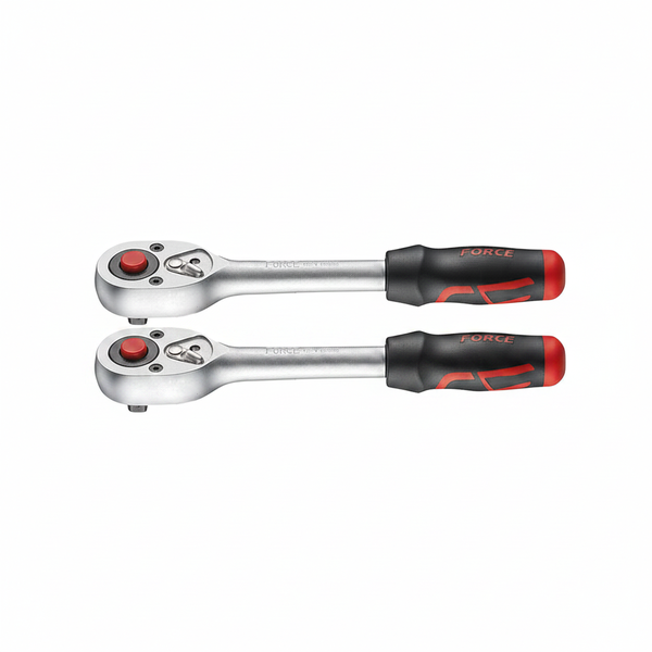 Force 3/8 Inch Drive Curved Ratchet with Rubber Ergo Handle, 195 - 2 Pack
