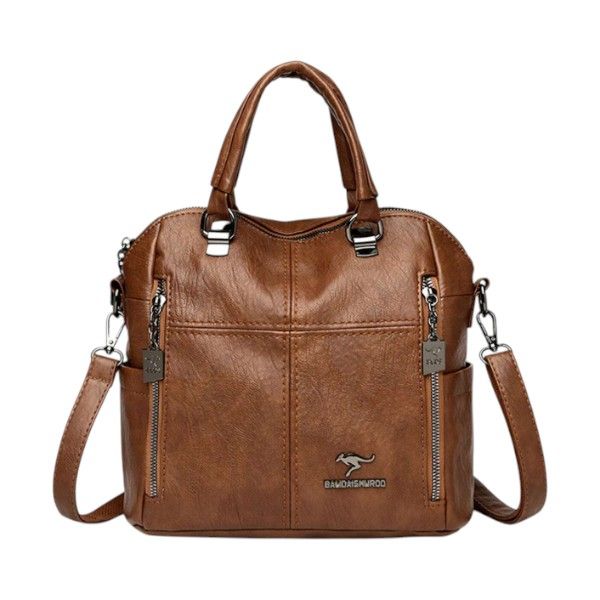 Balidaishuroo- Versatile Multi-Carry Faux Leather Backpack - Brown
