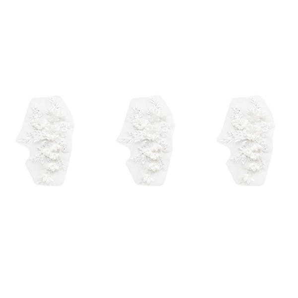 Beaded Hot Drilling Bridal Beaded Flowers Embroidery Patches White