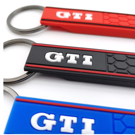 Cheap 1 Pc GTI Label Strips Shape Soft Rubber Silicon Keychain Key