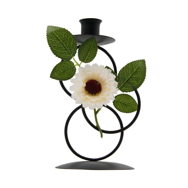 Black Floral Triple Ring Candle Holder Decor