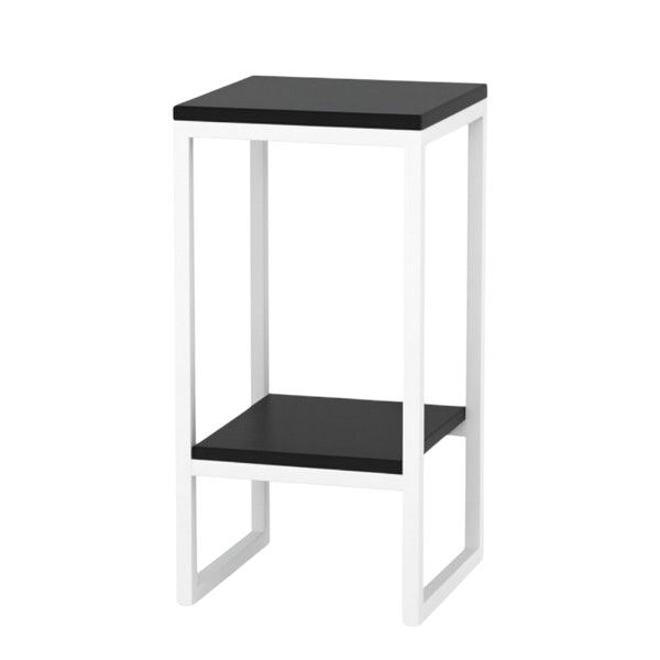 Modern Frame Plant Stand with Storage Shelf - 55cm - White/Black