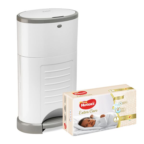 Korbell Bin - 16 Litre Bin - with Huggies Nappies - White
