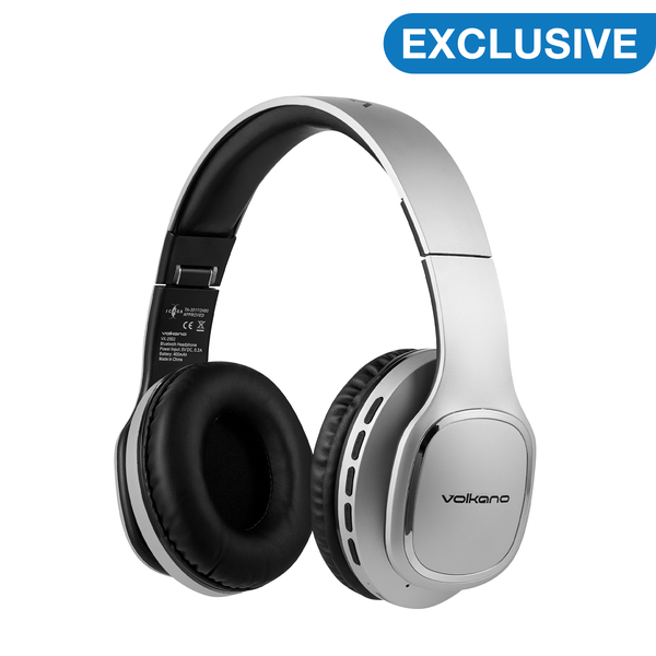 Volkano Bluetooth Wireless Headphones | Phonic Series - Silver
