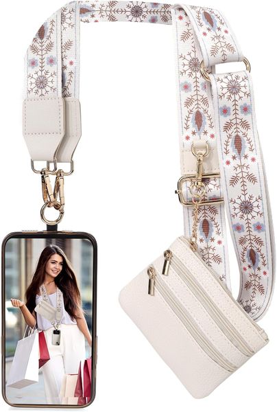 Crossbody Body Phone Holder with Wallet, Phone Strap with Zippered Wallet