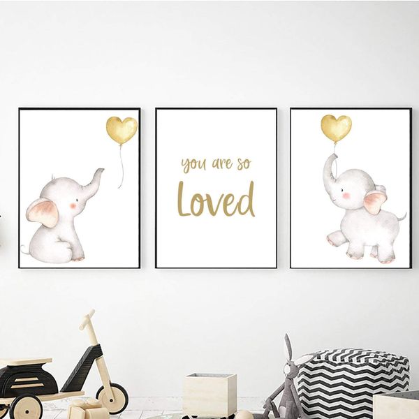 Ellie Gold Balloons - A2 - Canvas (2.5cm ) -Set Of 3