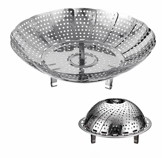 2Pcs Steamer Basket,Stainless Steel Foldable Vegetable Steamer Basket