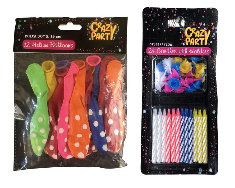 Birthday 24 Piece candle set + 12 Balloons