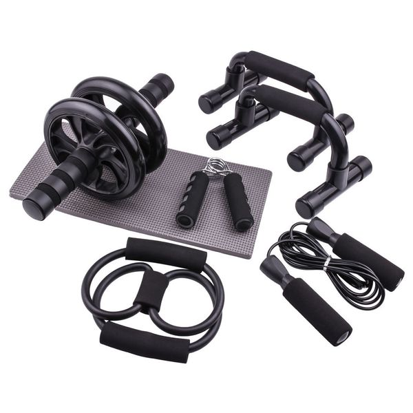 Fitness Abdominal Workout Set In Black/Blue Portable 7PCS